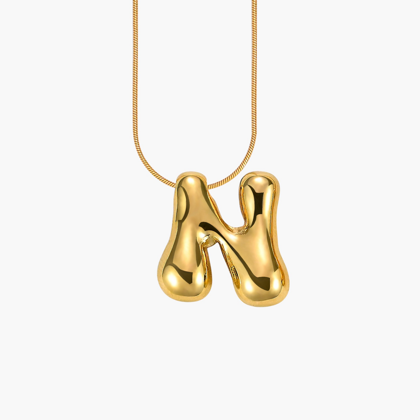 Golden Glow Bubble Letter Initial Halskette