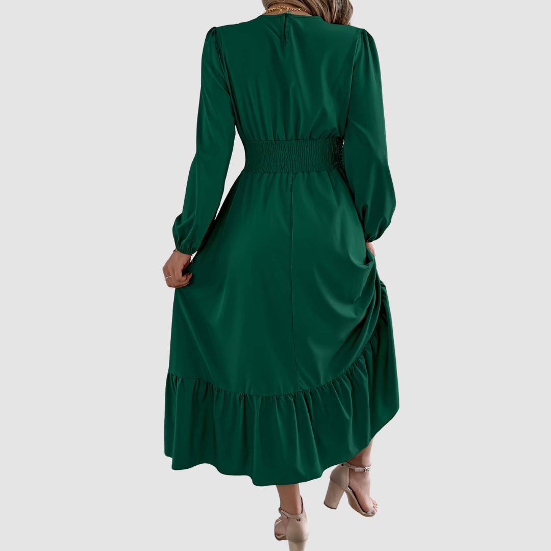 Isola Lane | Navy Ruffled Hem Midikleid