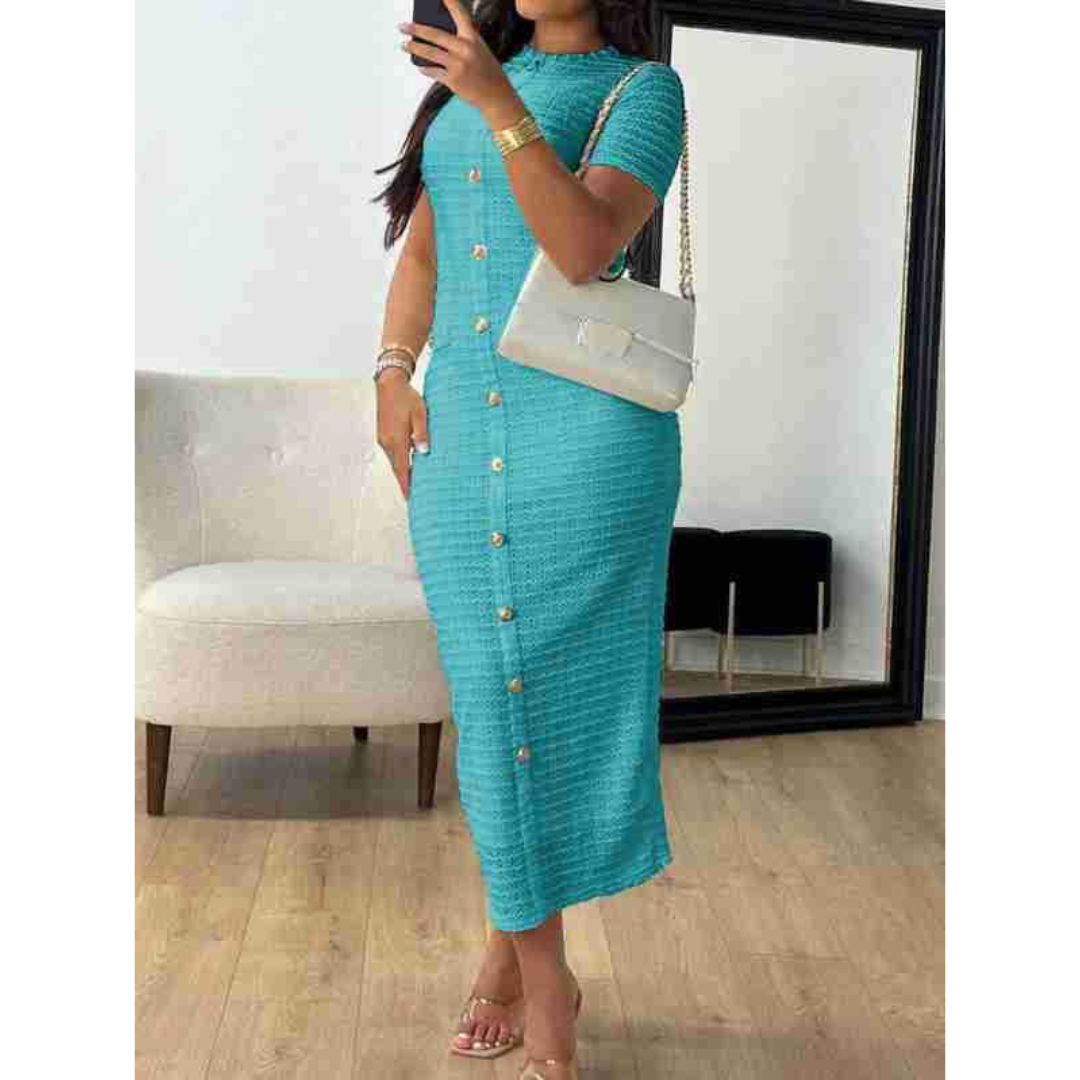 ALINA™ - Elegant Crew Neck Formal Midikleid