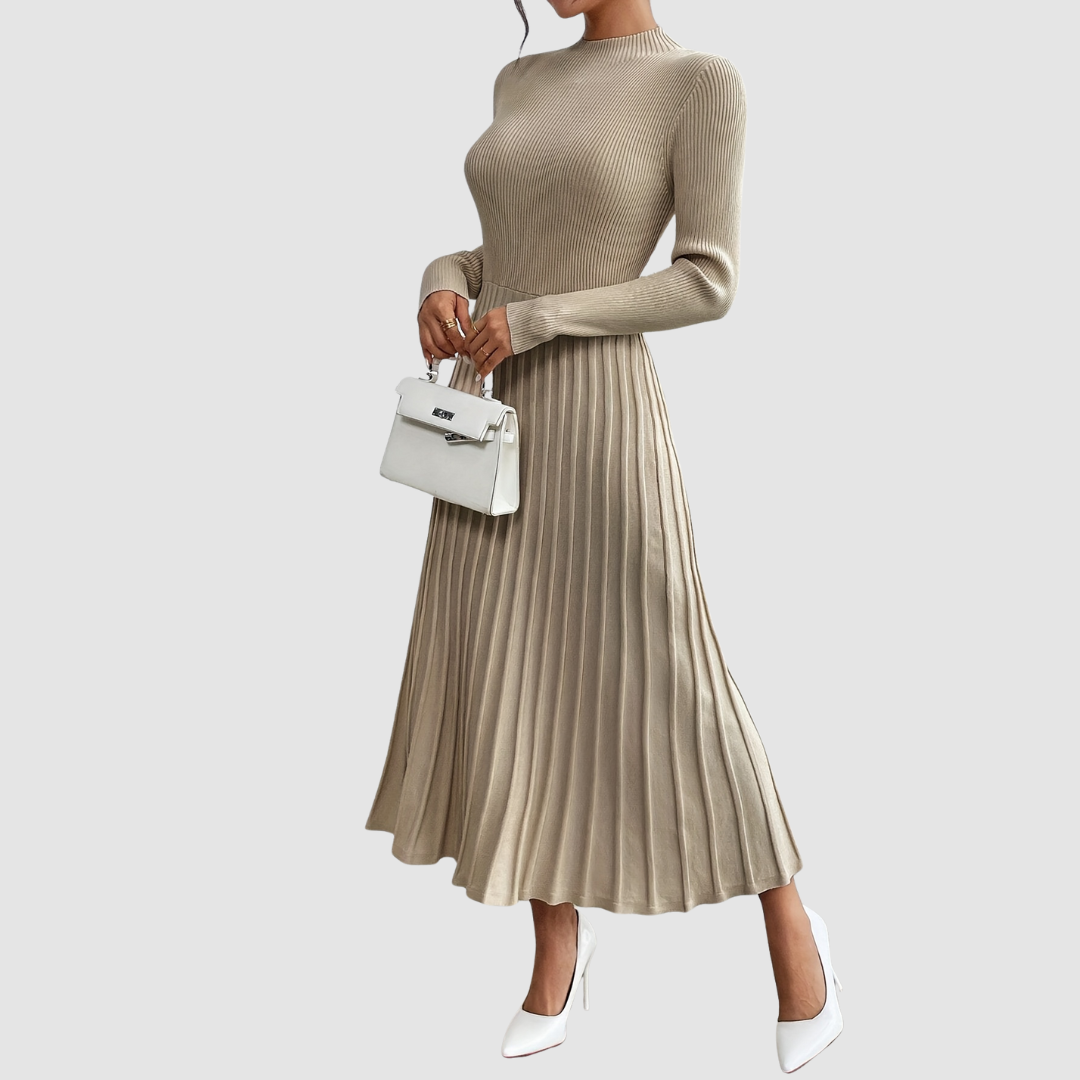 Evelyn Grace | High-Neck Long-Sleeve Maxi Kleid