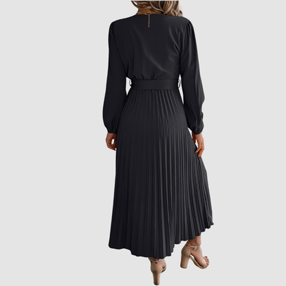 Celeste Bloom | Pleated Long-Sleeve Midikleid