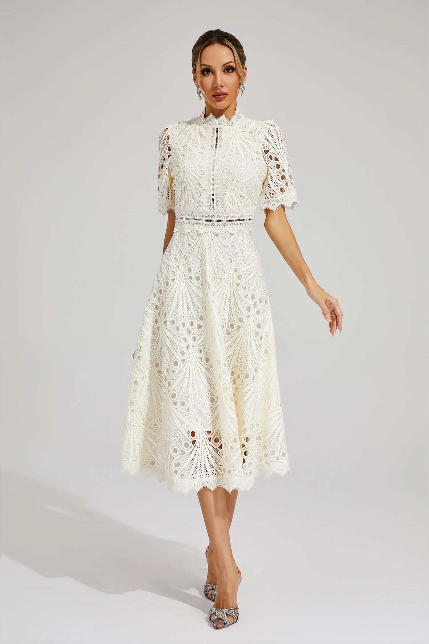 Lexi | Elegant Lace Midikleid for Damen