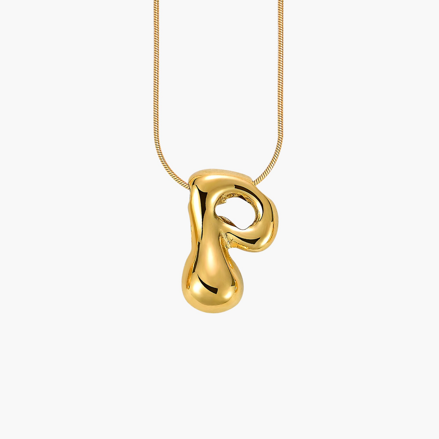 Golden Glow Bubble Letter Initial Halskette