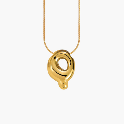 Golden Glow Bubble Letter Initial Halskette