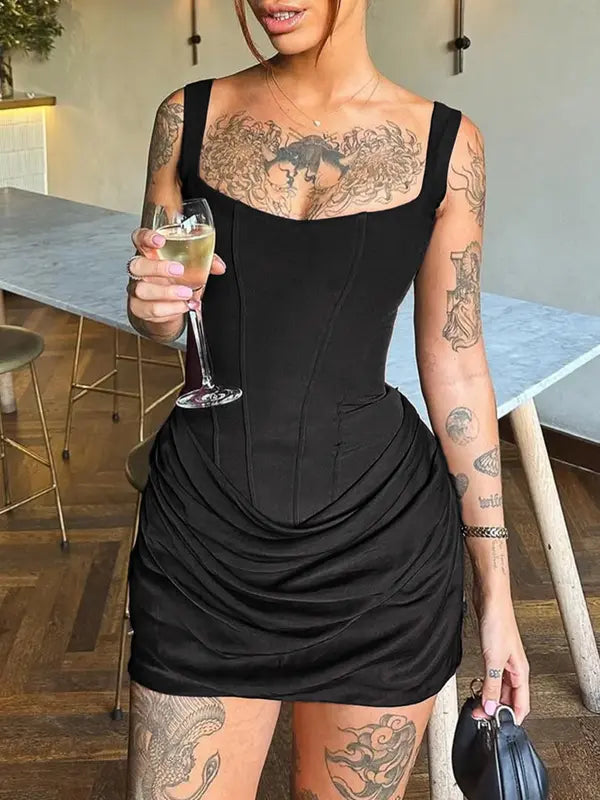 CRISELDA™ - Sexy Fishbone Bodycon Ruched Mini Corset Party Kleid