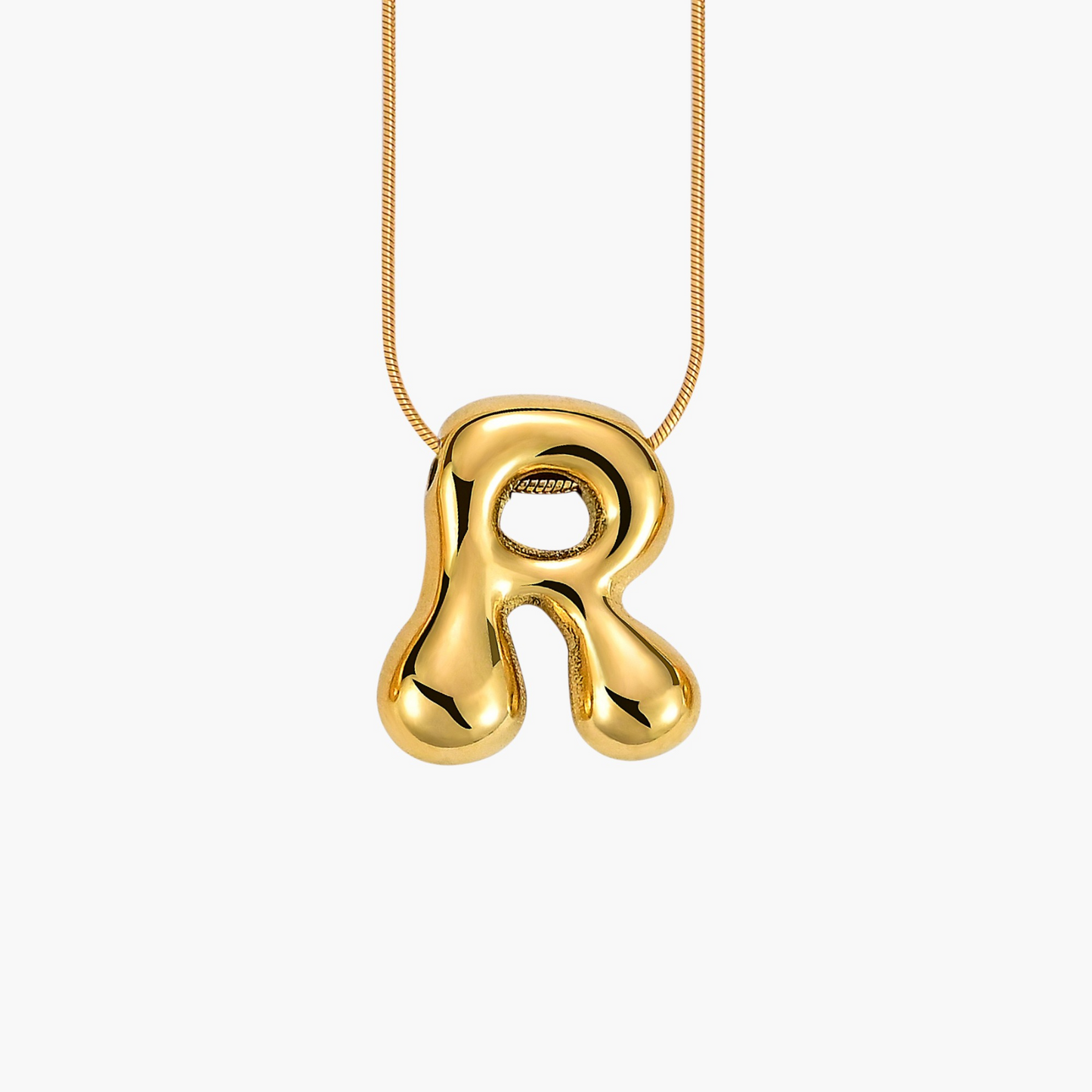 Golden Glow Bubble Letter Initial Halskette