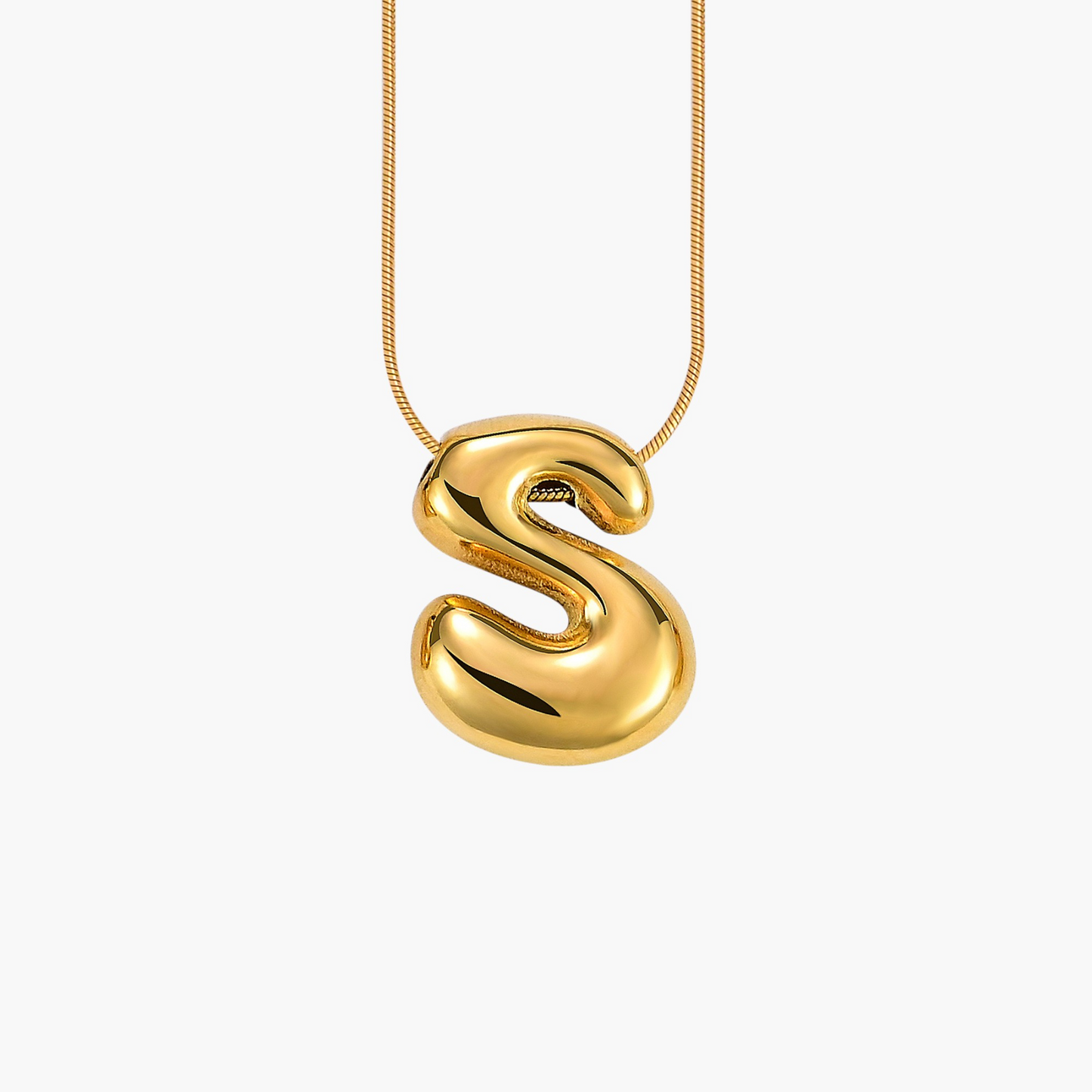 Golden Glow Bubble Letter Initial Halskette