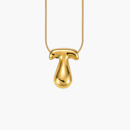 Golden Glow Bubble Letter Initial Halskette