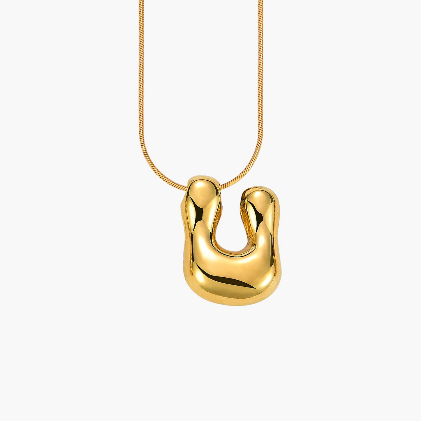 Golden Glow Bubble Letter Initial Halskette