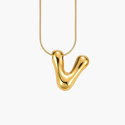 Golden Glow Bubble Letter Initial Halskette