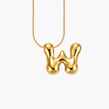 Golden Glow Bubble Letter Initial Halskette