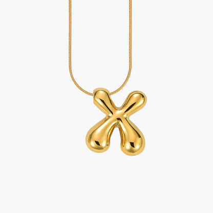 Golden Glow Bubble Letter Initial Halskette