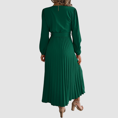 Celeste Bloom | Pleated Long-Sleeve Midikleid