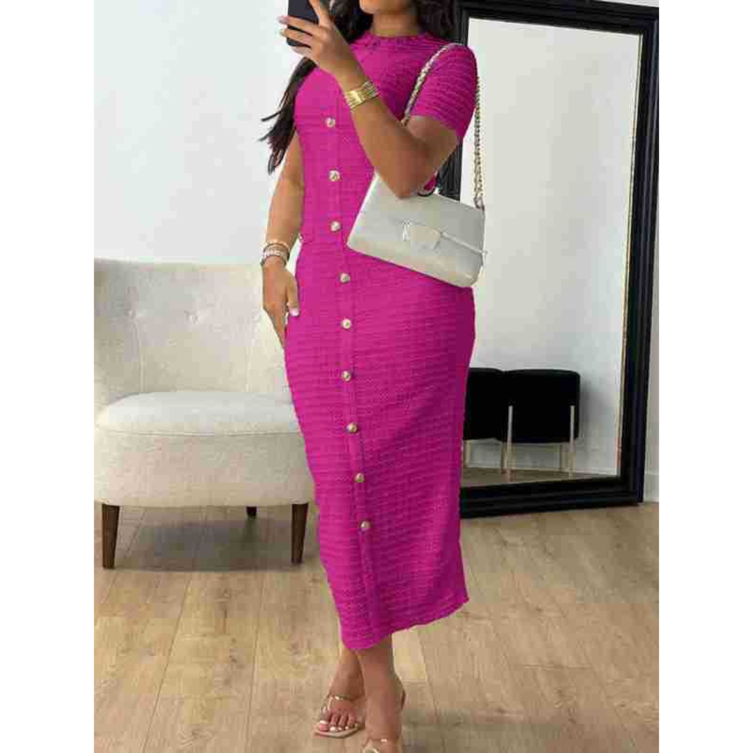 ALINA™ - Elegant Crew Neck Formal Midikleid