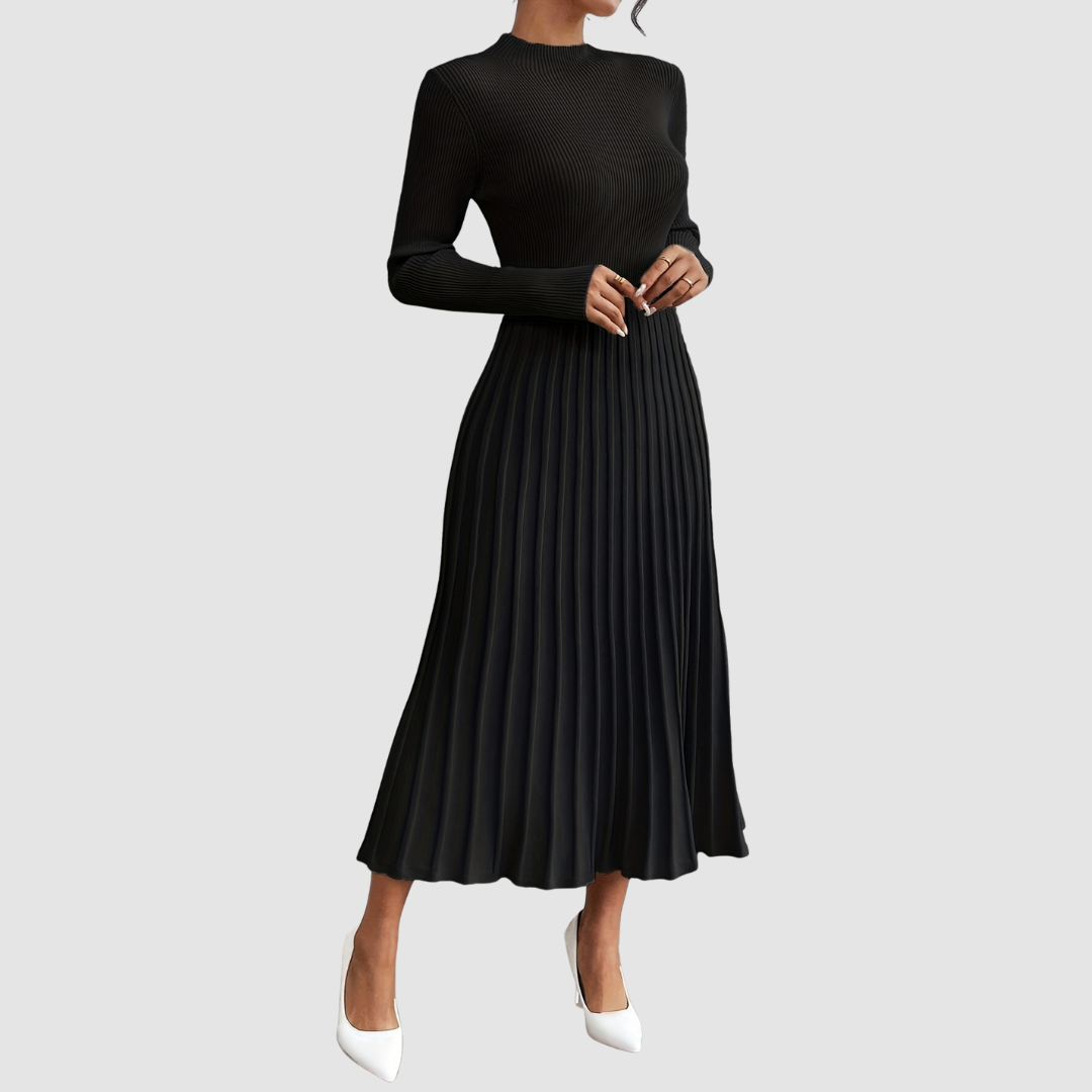 Evelyn Grace | High-Neck Long-Sleeve Maxi Kleid