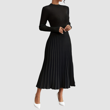 Evelyn Grace | High-Neck Long-Sleeve Maxi Kleid