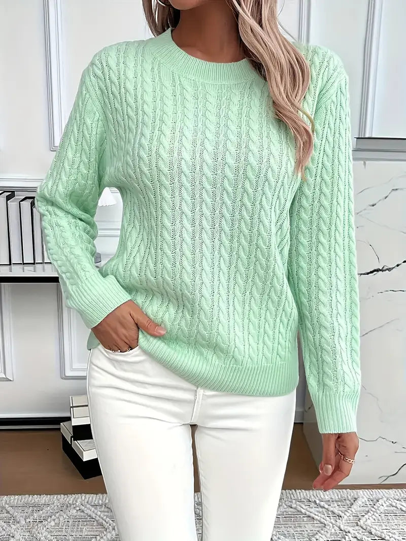 Esther | Damen Long Sleeve Cable Knit Sweater