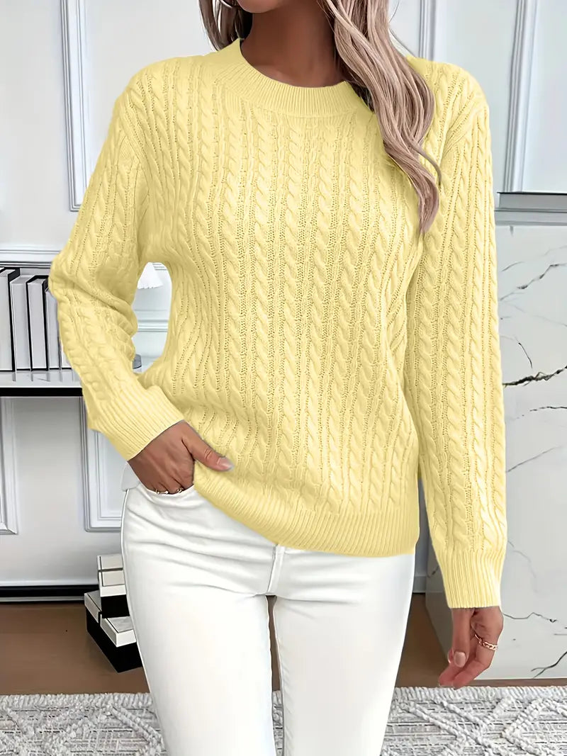 Esther | Damen Long Sleeve Cable Knit Sweater