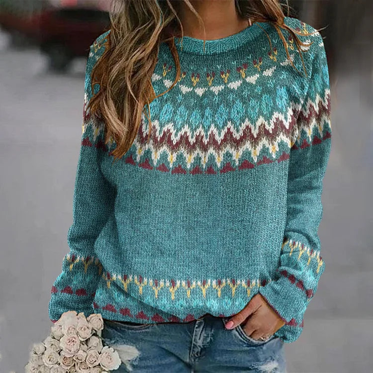 Peyton | Comfortable Retro Wave Pattern Sweatshirt