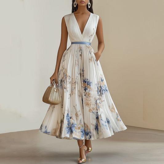 Jessie | Elegant Floral Ceremony Kleid in Blue and White