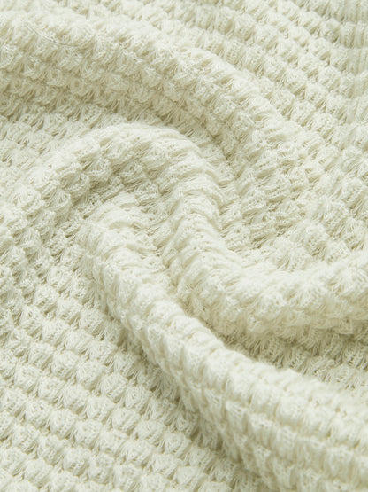 Sage | Damen Fitted Waffle Knit Long Sleeve Top