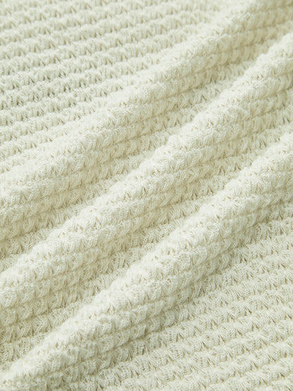 Sage | Damen Fitted Waffle Knit Long Sleeve Top