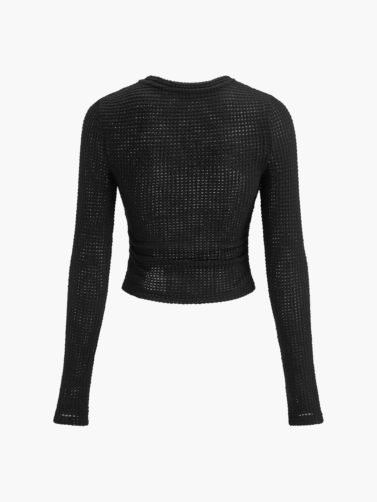 Sage | Damen Fitted Waffle Knit Long Sleeve Top
