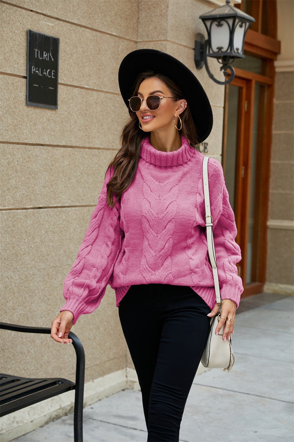 Casey | Damen Turtleneck Cable Knit Jumper