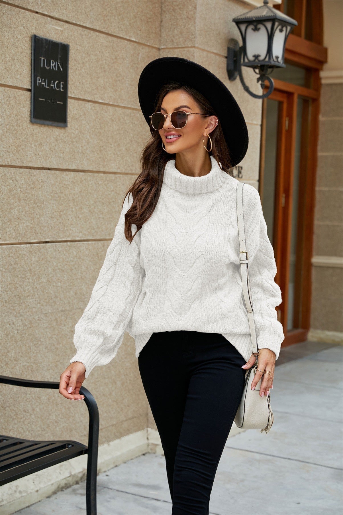 Casey | Damen Turtleneck Cable Knit Jumper