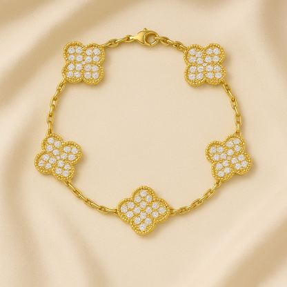 Klaver Gold Zirkonia