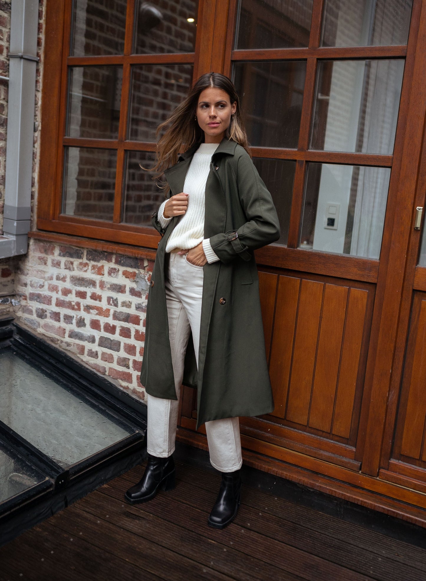 Krista | Damen Double-Breasted Long Mantel