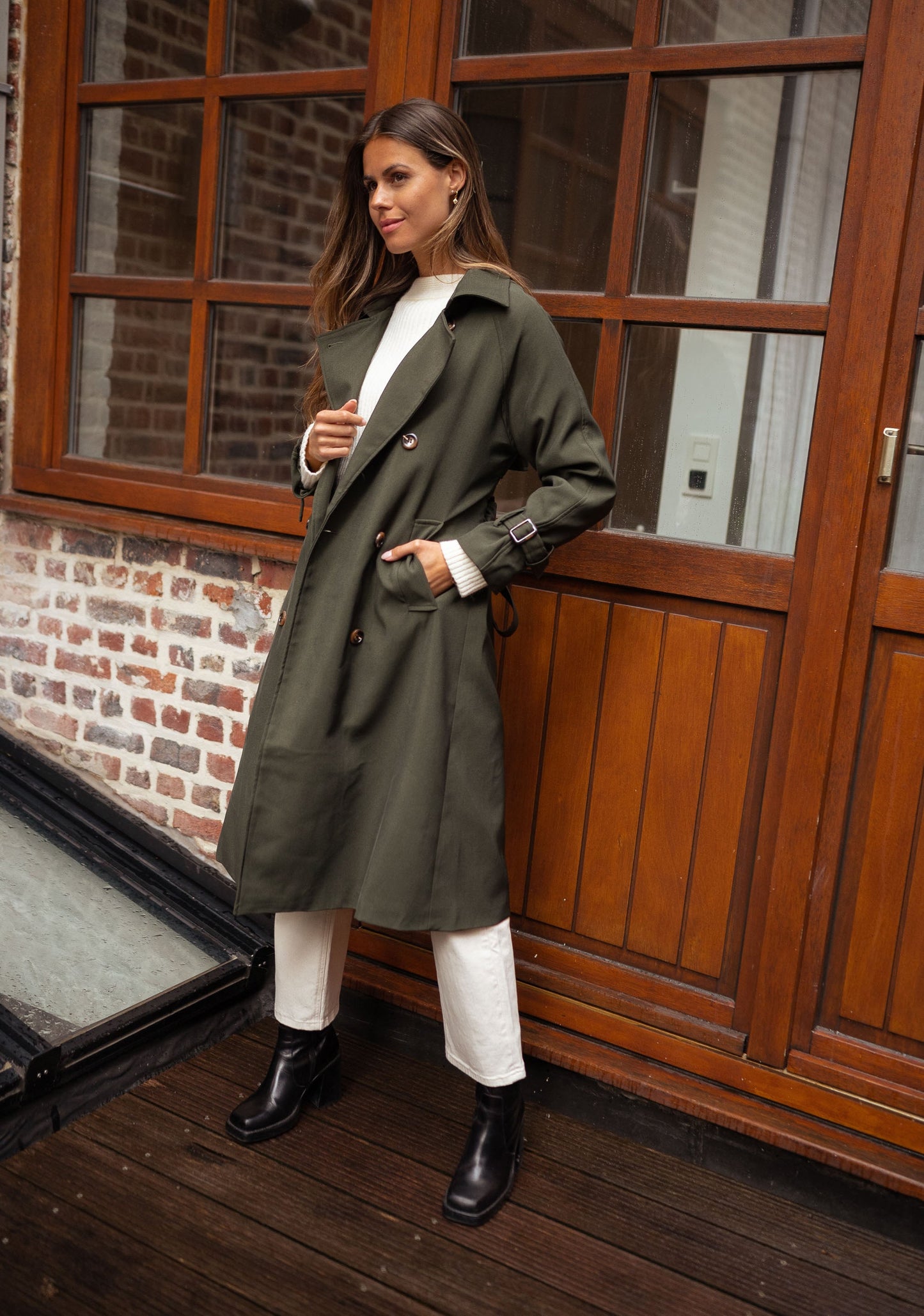 Krista | Damen Double-Breasted Long Mantel