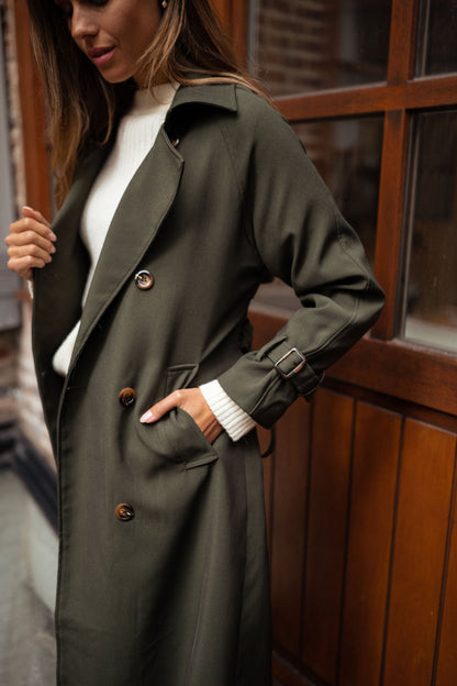 Krista | Damen Double-Breasted Long Mantel