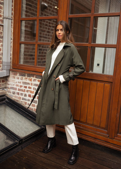Krista | Damen Double-Breasted Long Mantel