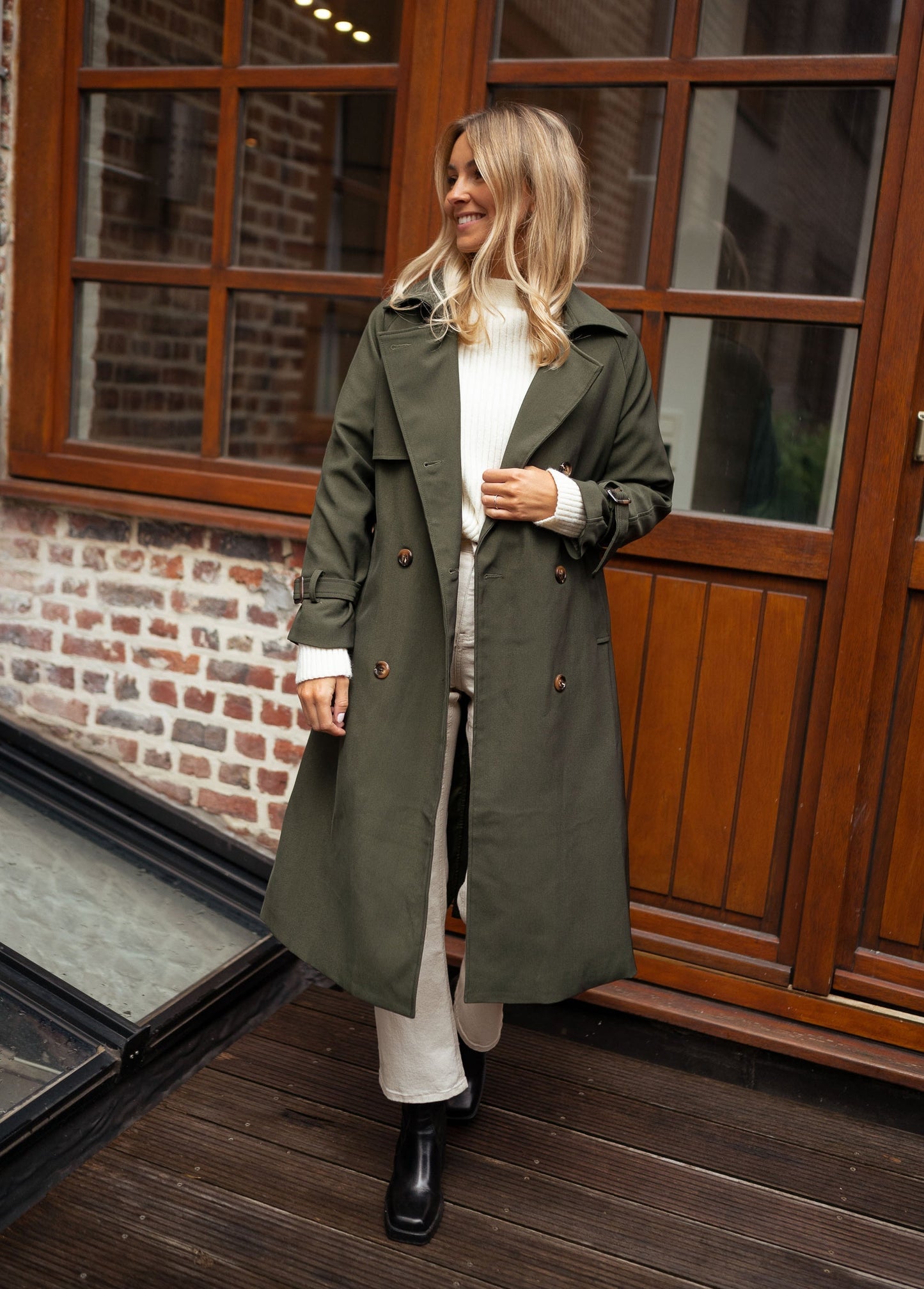 Krista | Damen Double-Breasted Long Mantel