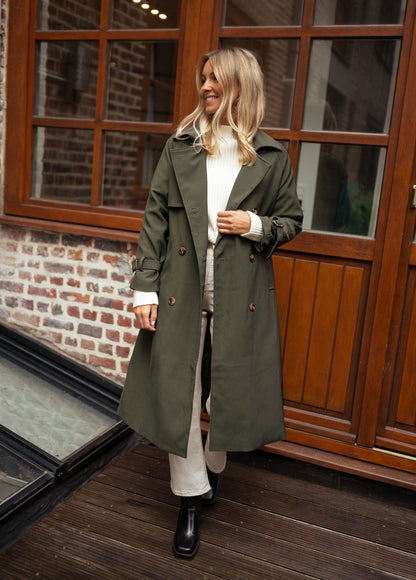 Krista | Damen Double-Breasted Long Mantel