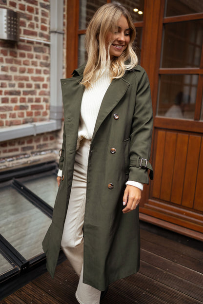 Krista | Damen Double-Breasted Long Mantel
