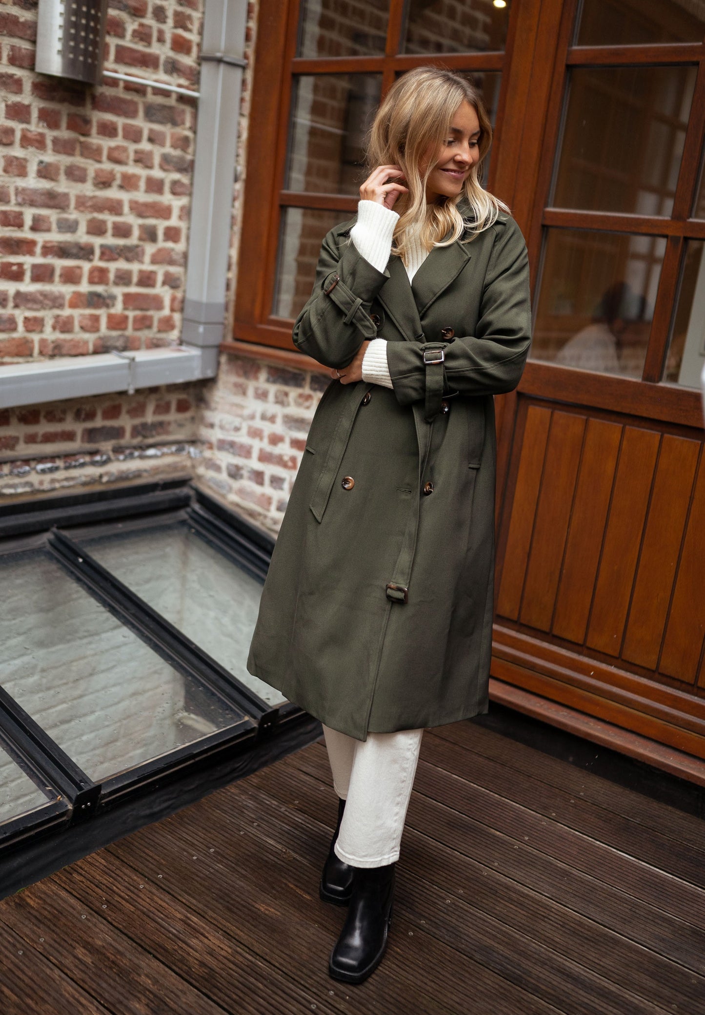 Krista | Damen Double-Breasted Long Mantel