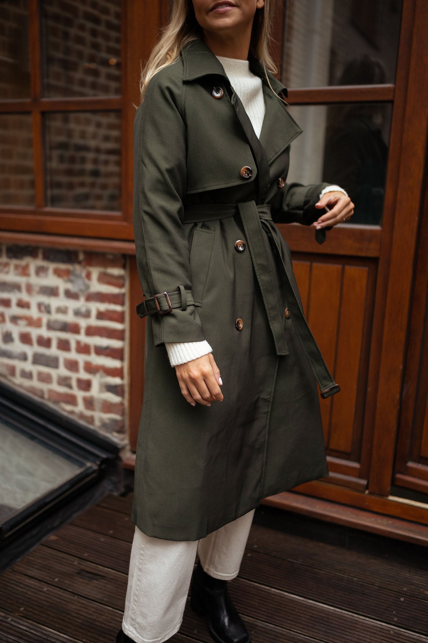 Krista | Damen Double-Breasted Long Mantel