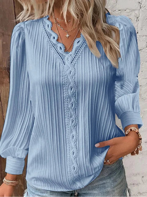 Elegant Lace Sleeveless V-Neck Damen’s Summer Bluse