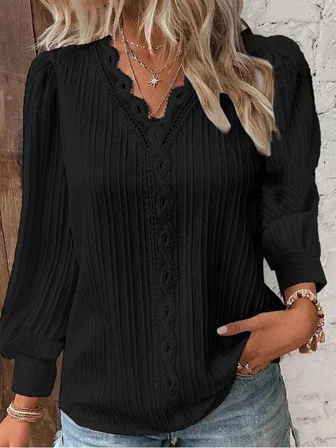 Elegant Lace Sleeveless V-Neck Damen’s Summer Bluse