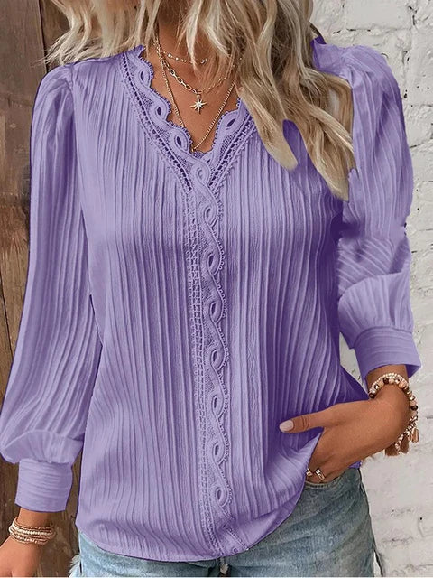 Elegant Lace Sleeveless V-Neck Damen’s Summer Bluse