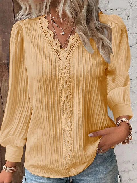 Elegant Lace Sleeveless V-Neck Damen’s Summer Bluse