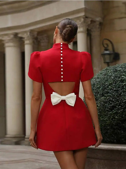 Maris | Elegant Hollow Tie Red Party Mini Kleid - Timeless Summer Fashion