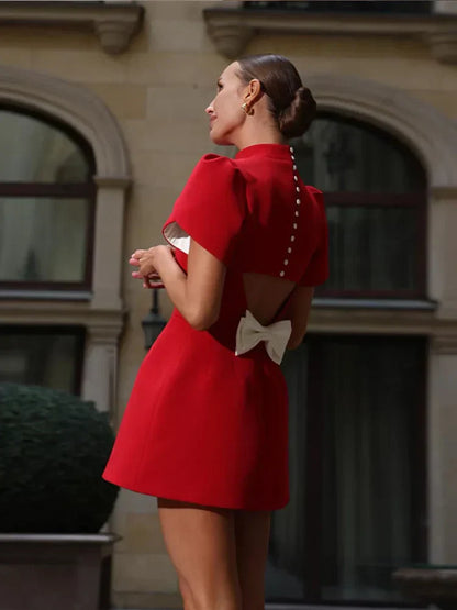 Maris | Elegant Hollow Tie Red Party Mini Kleid - Timeless Summer Fashion