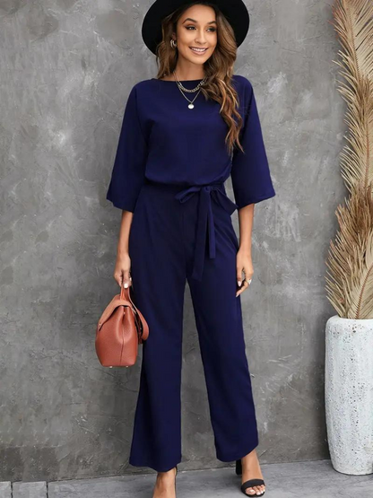 Kathleen | Damen Tie Waist Maxi Jumpsuit