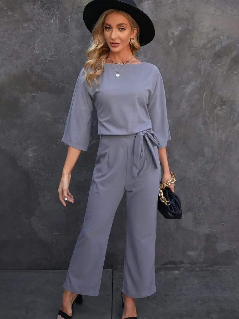 Kathleen | Damen Tie Waist Maxi Jumpsuit