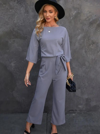 Kathleen | Damen Tie Waist Maxi Jumpsuit