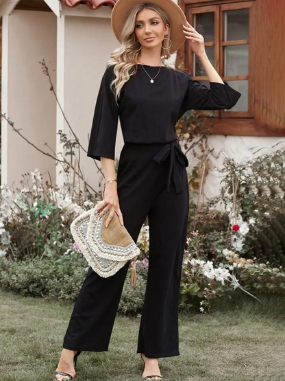 Kathleen | Damen Tie Waist Maxi Jumpsuit