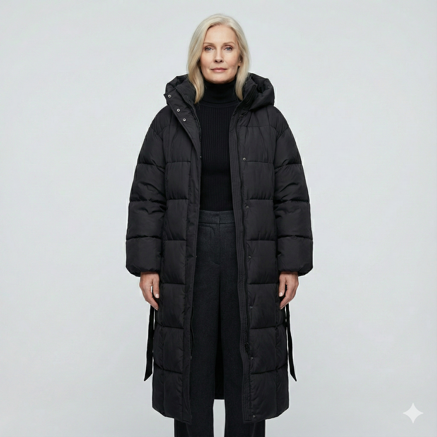 Carmen - Long Belted Puffer Mantel